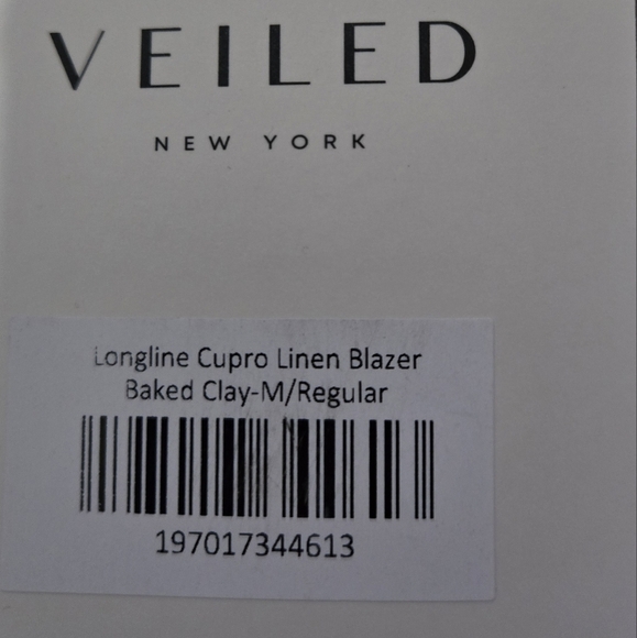 VEILED-NWT- Linen Longline Cupro Double-Breasted Blazer in Baked Clay. Medium - Picture 8 of 11